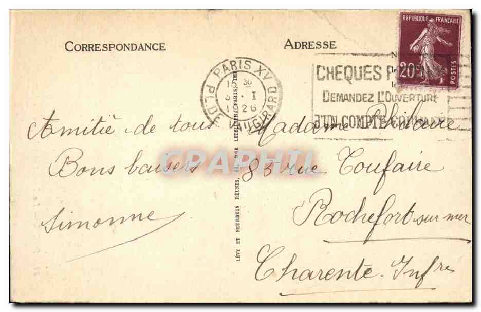 CPA Paris Tour Saint Jacques — Rückseite