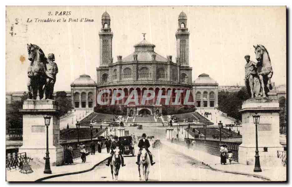 CPA Paris Le pont d'iena et le Trocadero