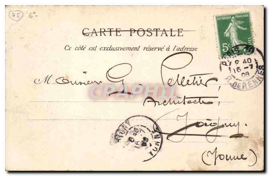 CPA Paris Ecole des Beaux Arts Monument d eDuban — Rückseite