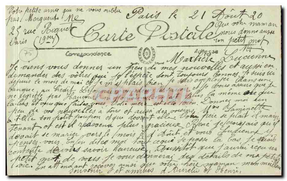 Paris CPA Place de la Bastille et colonne de Juillet — Rückseite