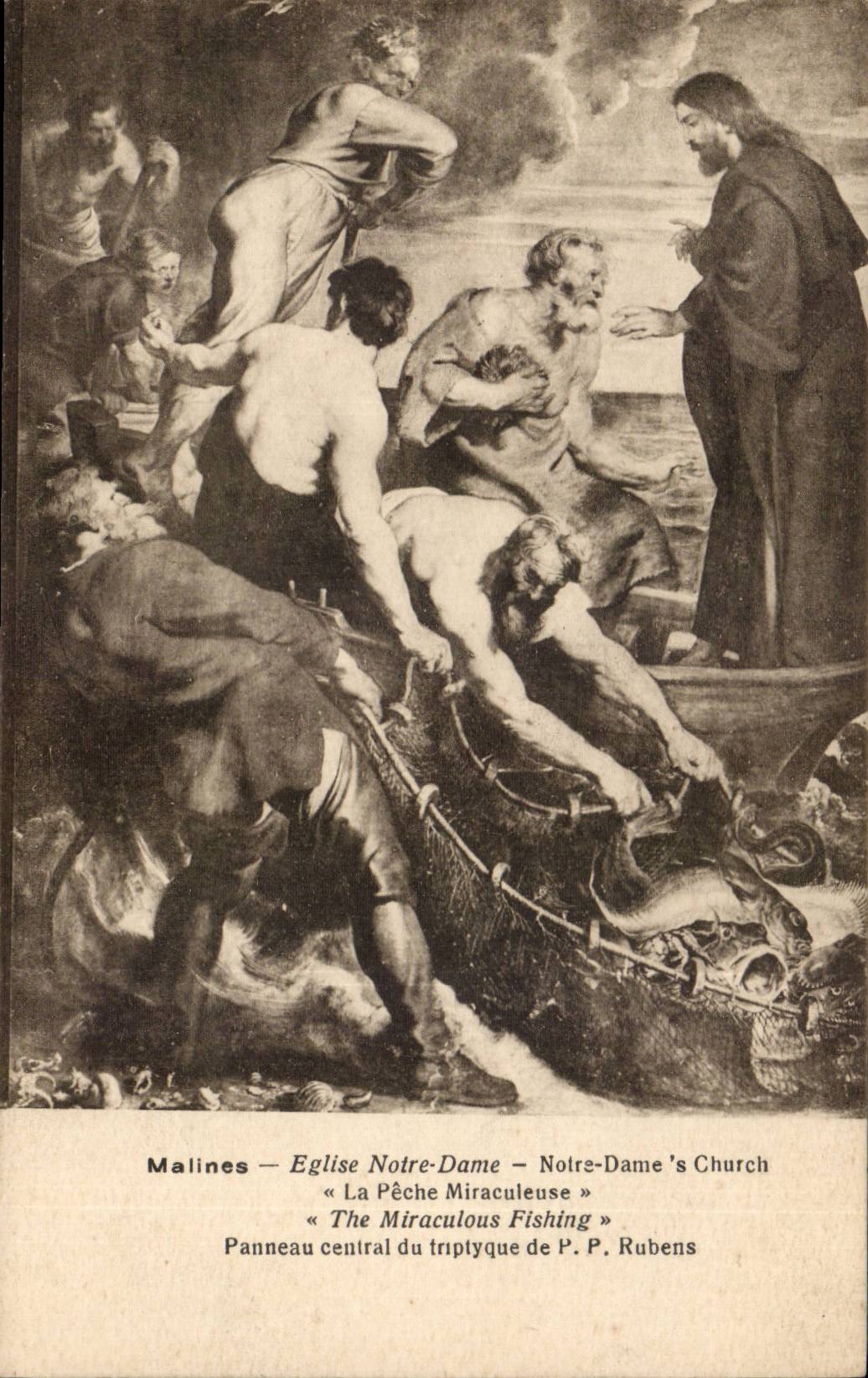 Malines CPA Eglise Notre Dame La peche miraculeuse Rubens