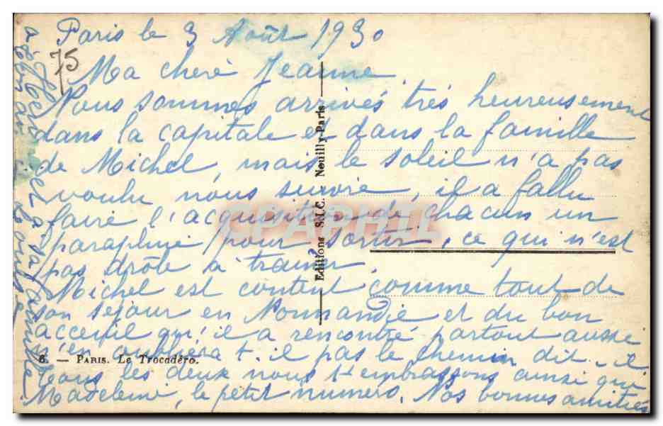 Paris CPA Trocadero — Rückseite