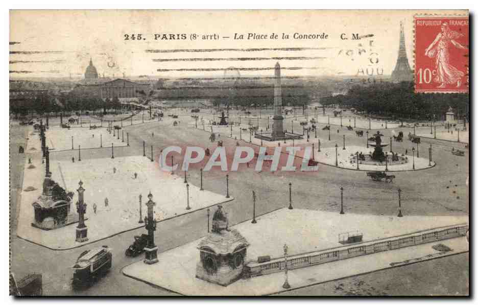 Paris CPA Place de la Concorde Tour Eiffel