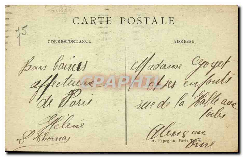 Paris CPA Hotel de ville — Rückseite