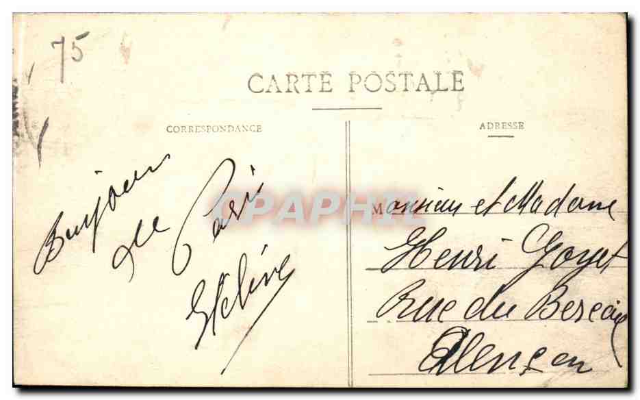 Paris CPA Avenue des Chaps Elysees — Rückseite