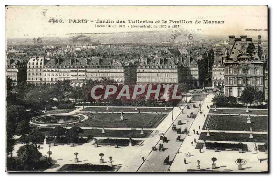 Paris CPA Jardin des Tuileries et le pavillon de Marsan