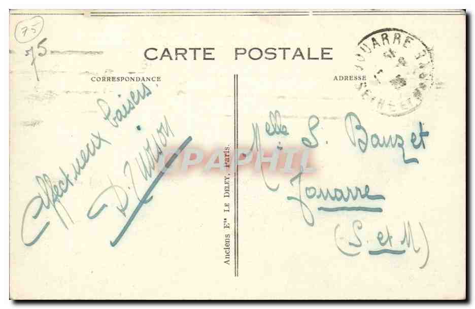 Paris CPA Jardin des Tuileries et le pavillon de Marsan — Rückseite