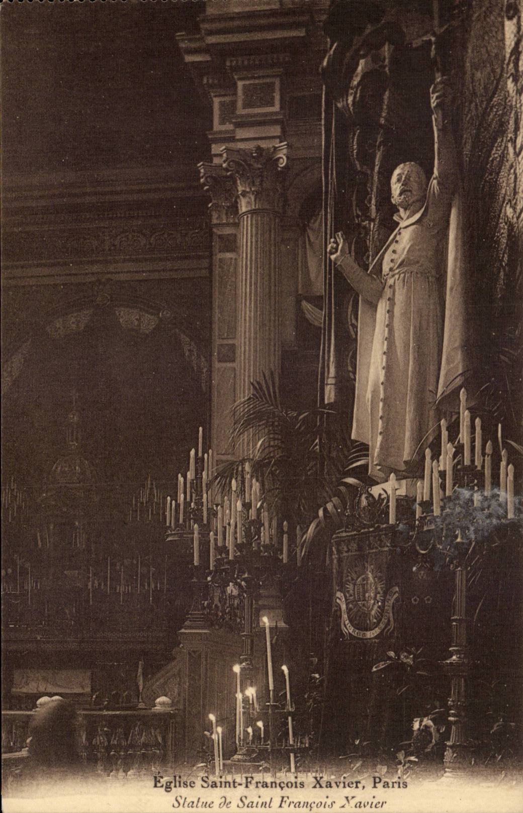 CPA Paris Eglise Saint Francois Xavier Statue