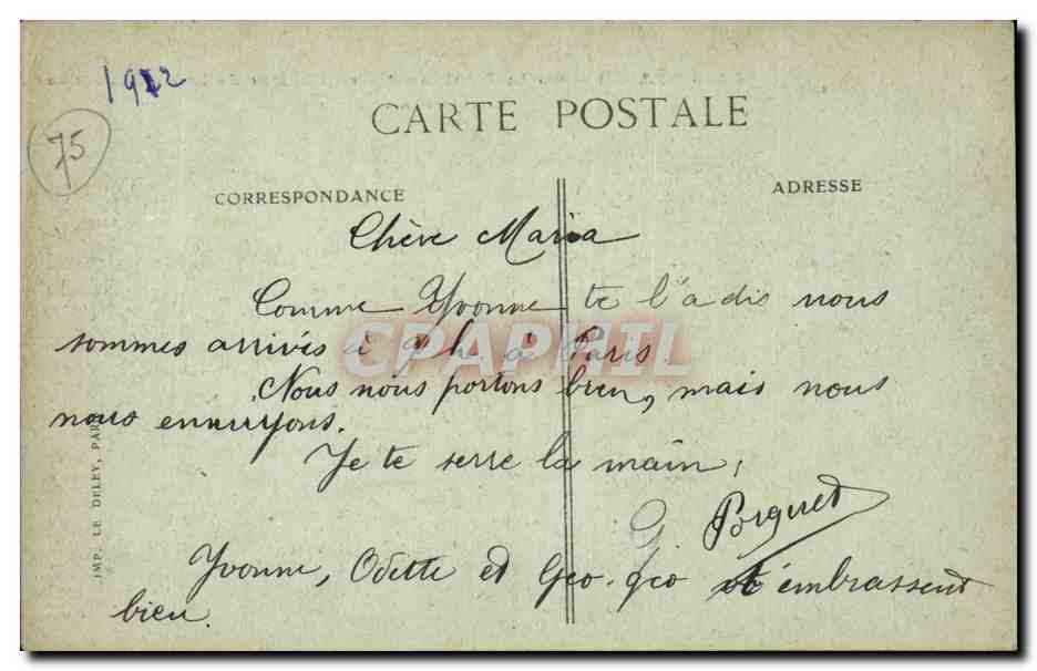 CPA Paris Porte Saint Martin et Theatre de la Renaissance — Verso