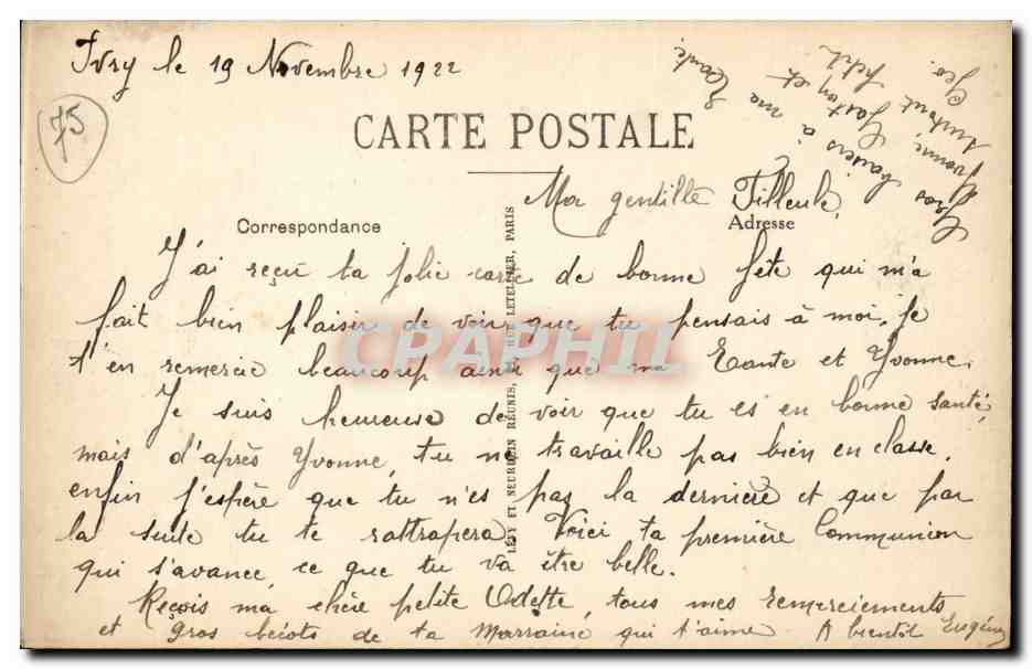 CPA Paris Le Pantheon — Rückseite