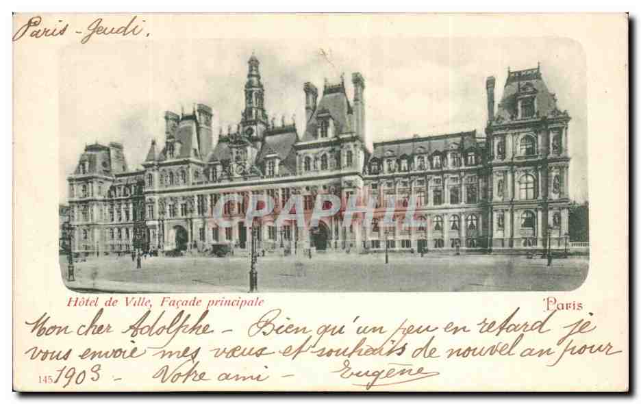 CPA Paris L'hotel de ville Facade principale