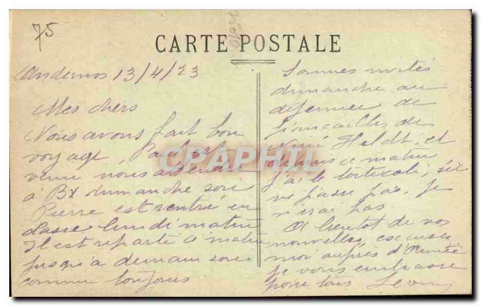 CPA Paris Porte St Denis — Verso