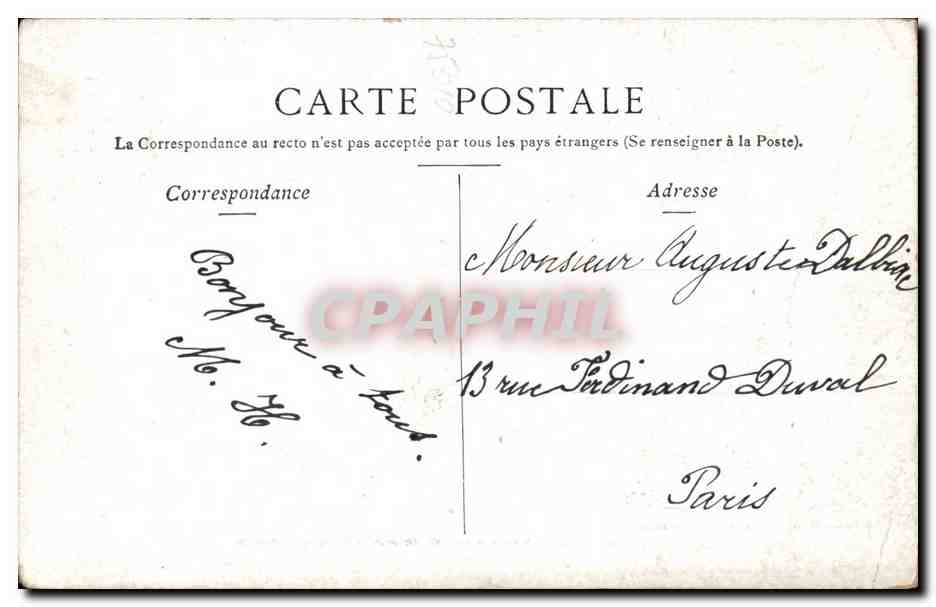 Paris CPA Boulevard et porte St Denis — Verso