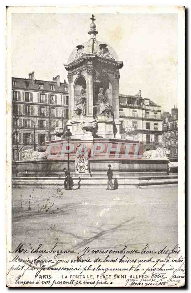 Paris CPA La fontaine Place de St Sulpice