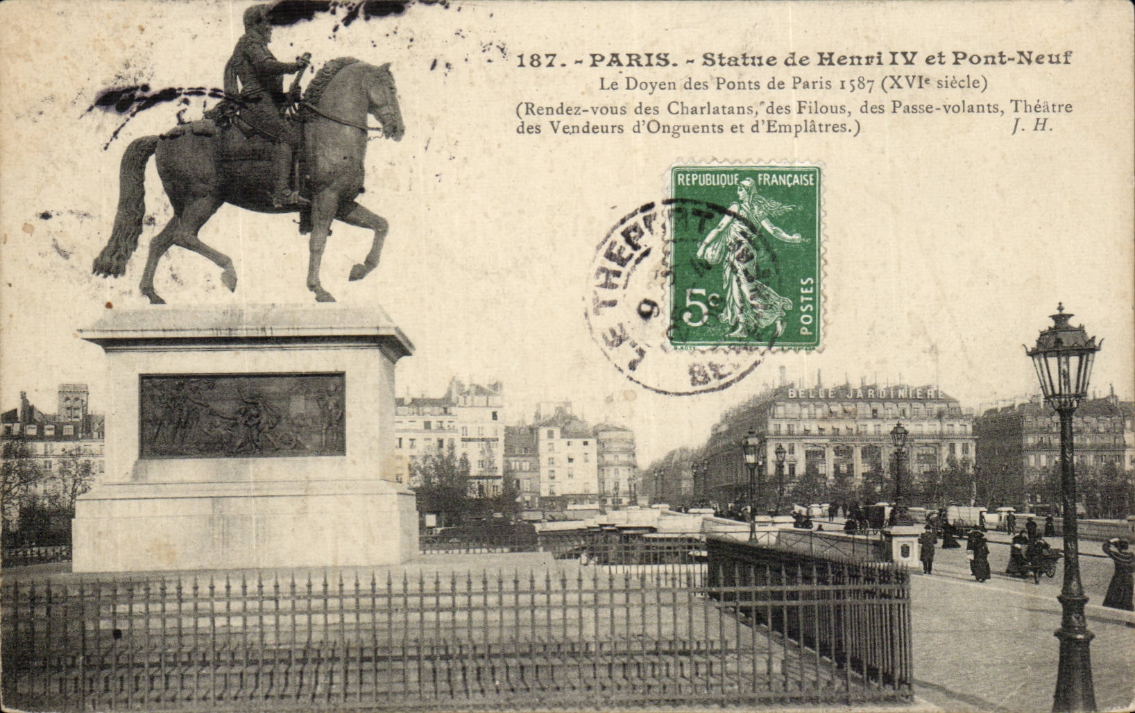 Paris CPA Statue de Henri IV et pont Neuf