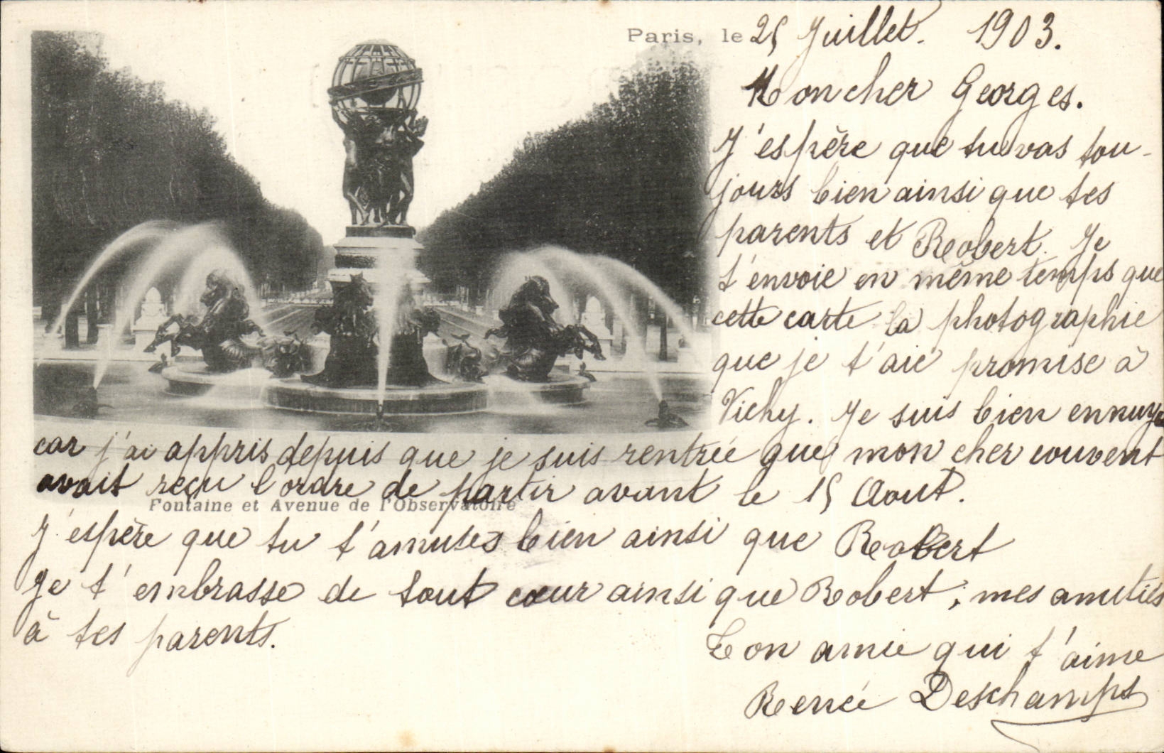 Paris CPA Jardin du Luxembourg Fontaine et avenue de l'obseratoire