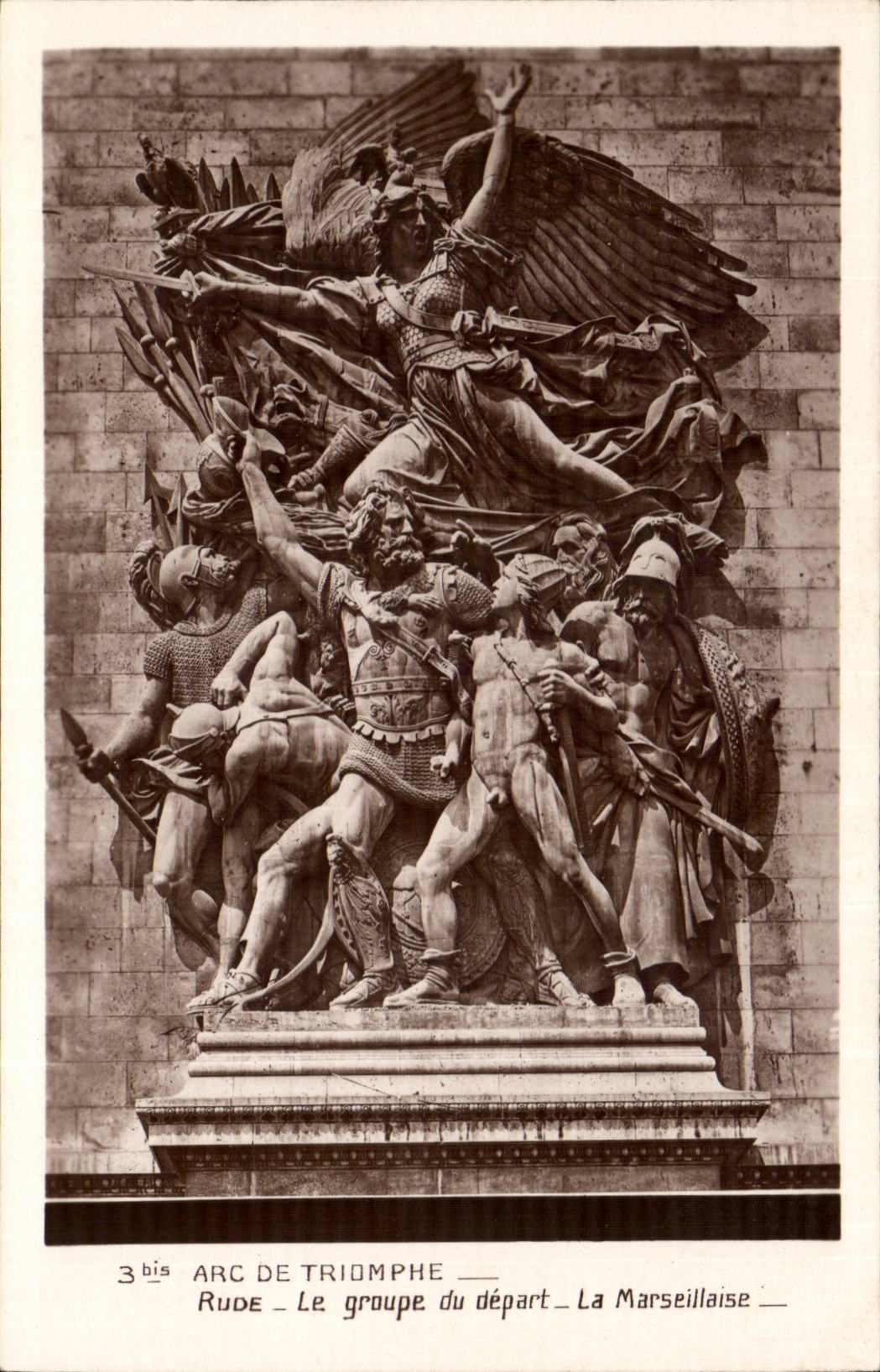 Paris CPA Arc de Triomphe Rude Le groupe de depart La Marseillaise
