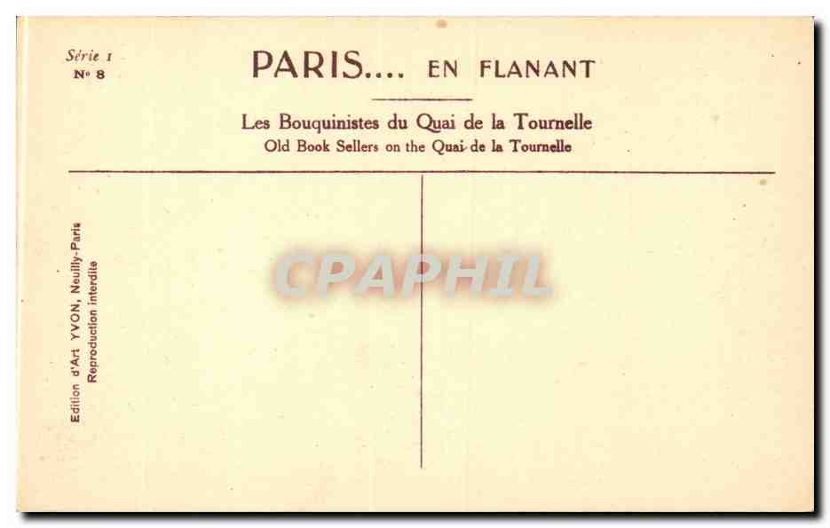 CPA Paris Les bouquinistes du quai de la Tournelle Notre Dame — Rückseite