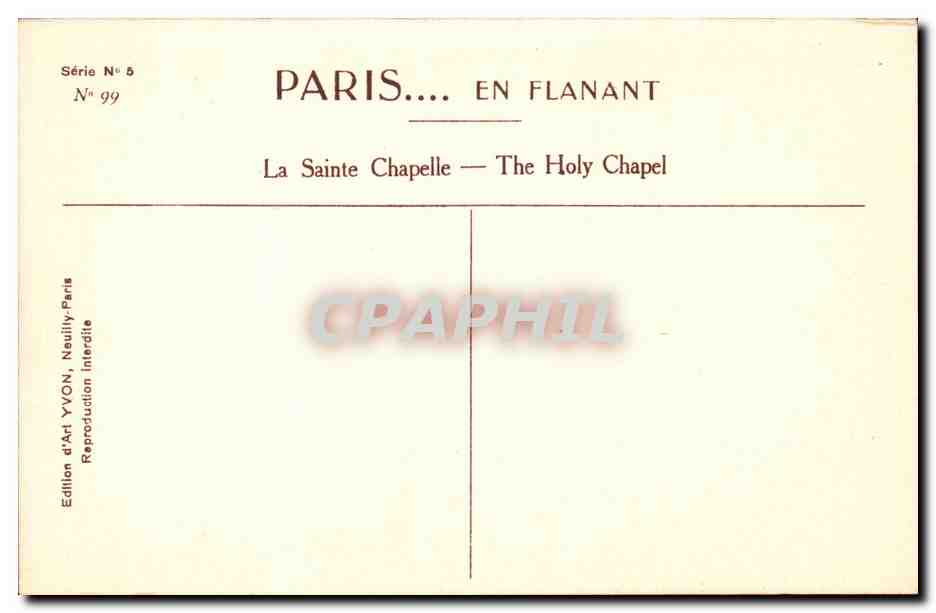 CPA Paris La Sainte Chapelle — Rückseite