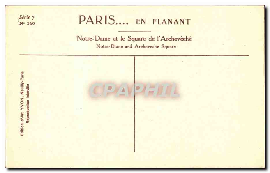 CPA Paris Notre Dame — Verso