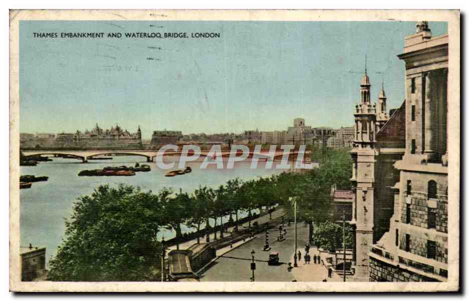 CPA Great Britain Londres london Thames Embankment and Waterloo bridge