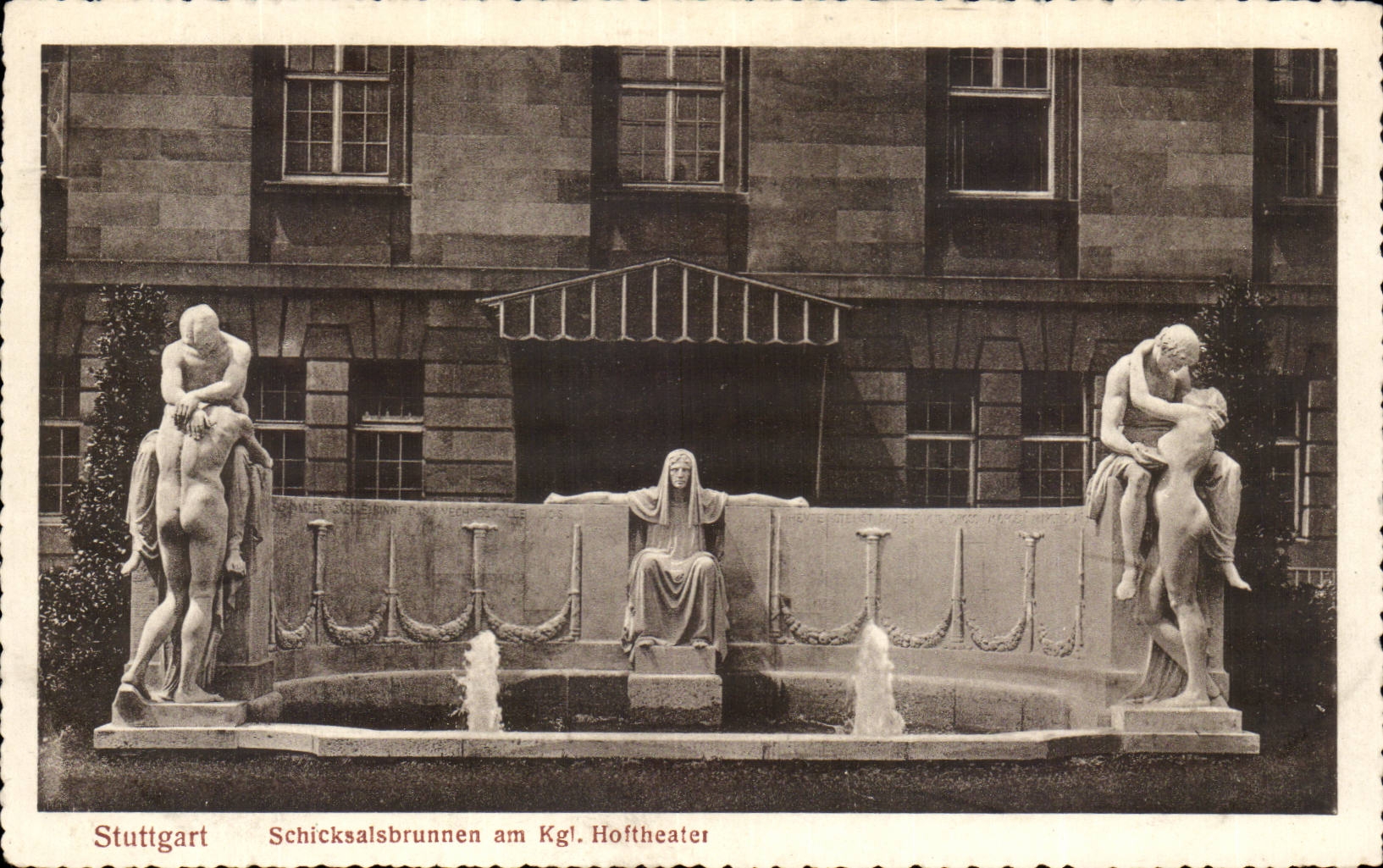 CPA Stuttgart Schicksalsbrunnen am Kgl Hofttheater