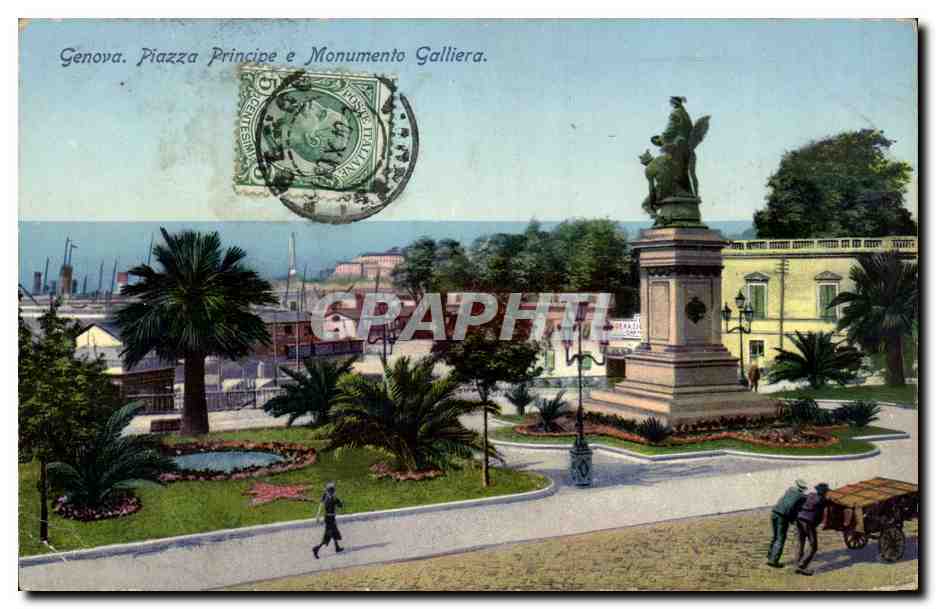 CPA Italie Italia Genova Piazza principe e monumento Galliera