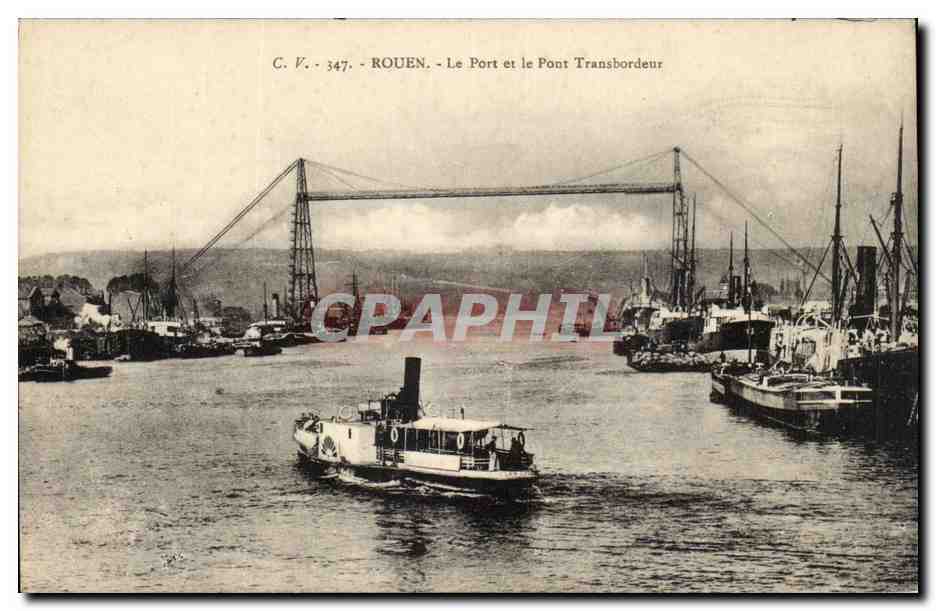 CPA Rouen Le port et le pont transbordeur