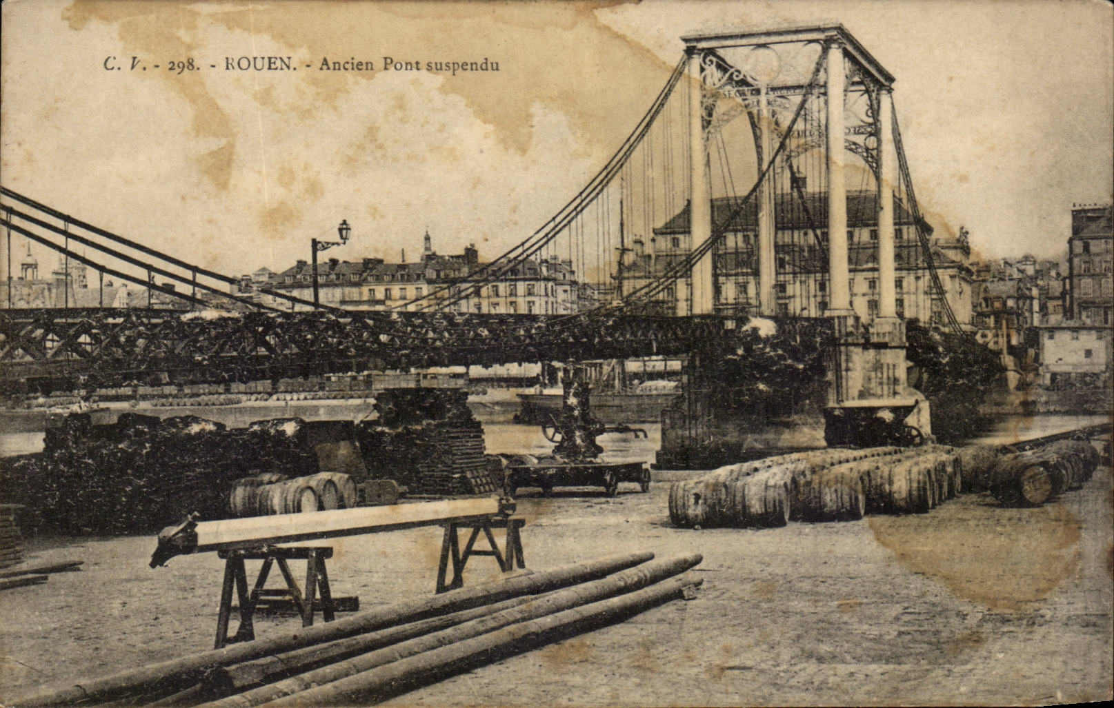 CPA Rouen Ancien pont suspendu