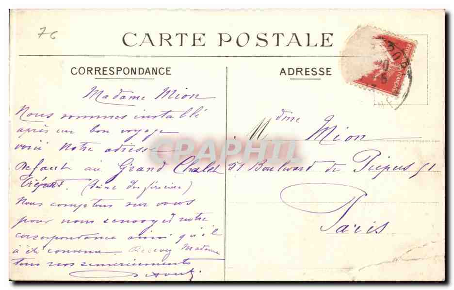 CPA Le Treport Vue prise vers la ville Pierron et eglise — Rückseite
