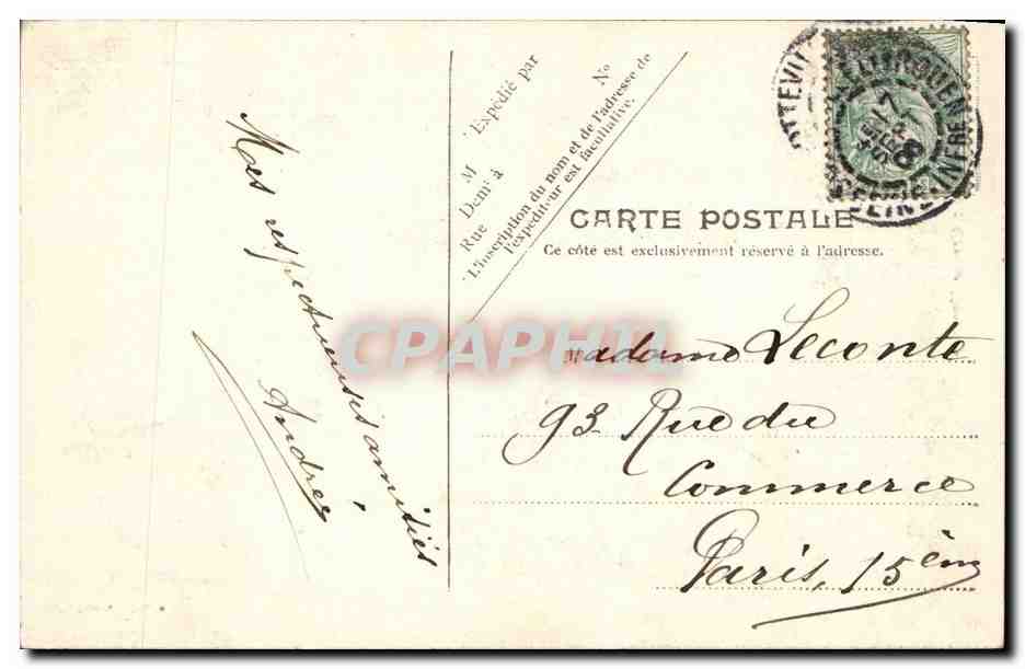 CPA Rouen la grosse horloge — Verso