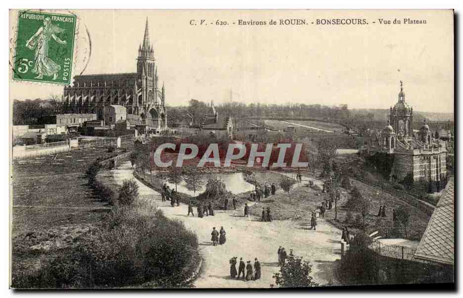 CPA Rouen Bonsecours Vue du plateau