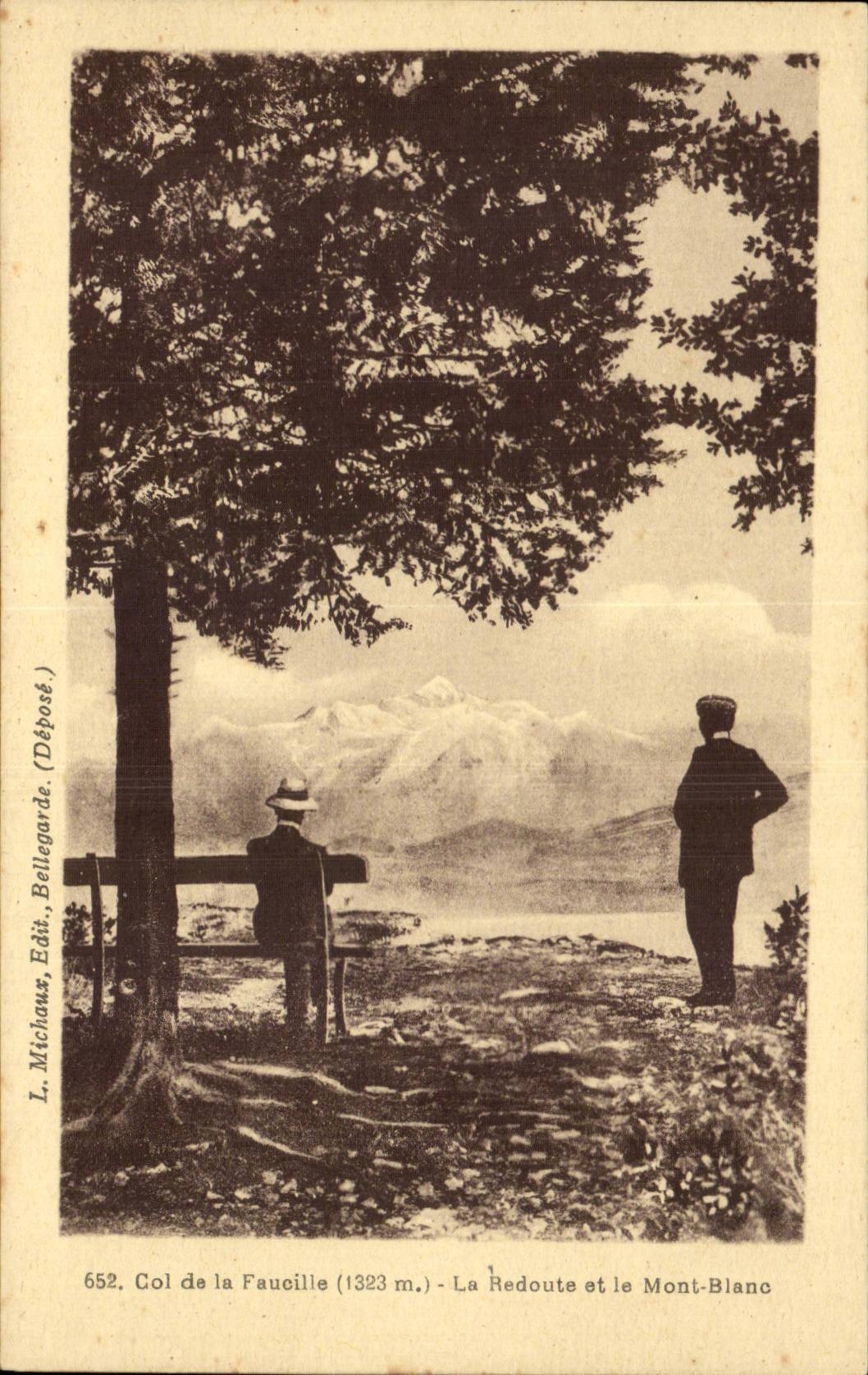 Col de la Faucille (1323 m.) — La Redoute et le Mont-Blanc — L. Michoux, Édit. Bellegarde (Dépôt)