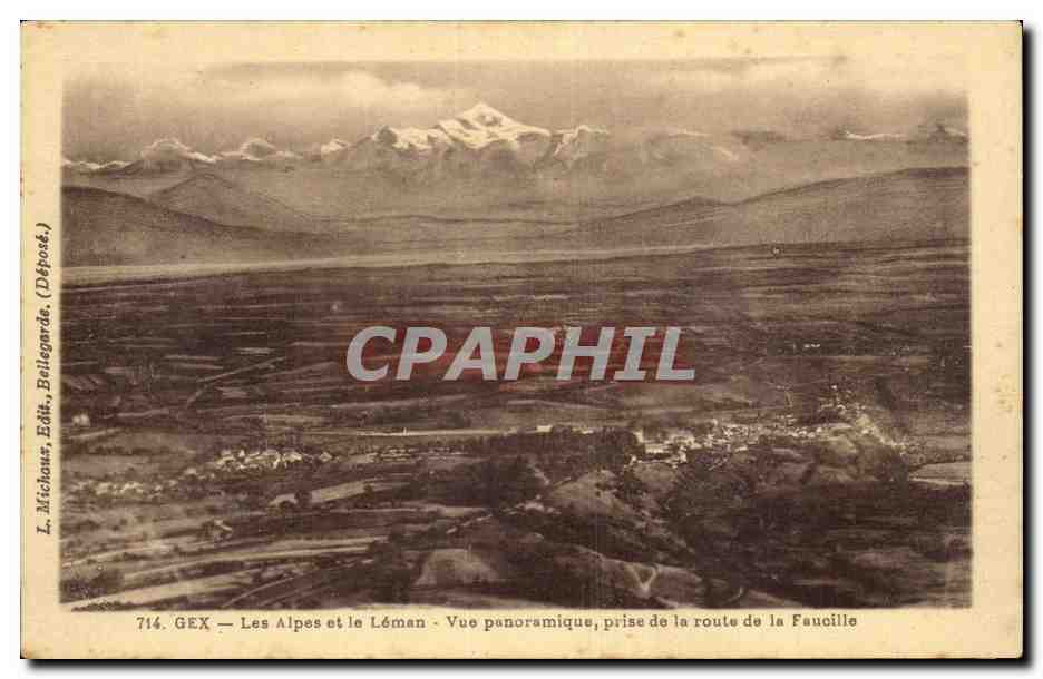CPA Gex Les Alpes et le Leman Vue panoramique prise de la route de la Faucille