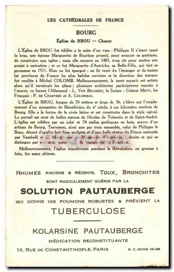 CPA Bourg Eglise de Brou Choeur — Rückseite