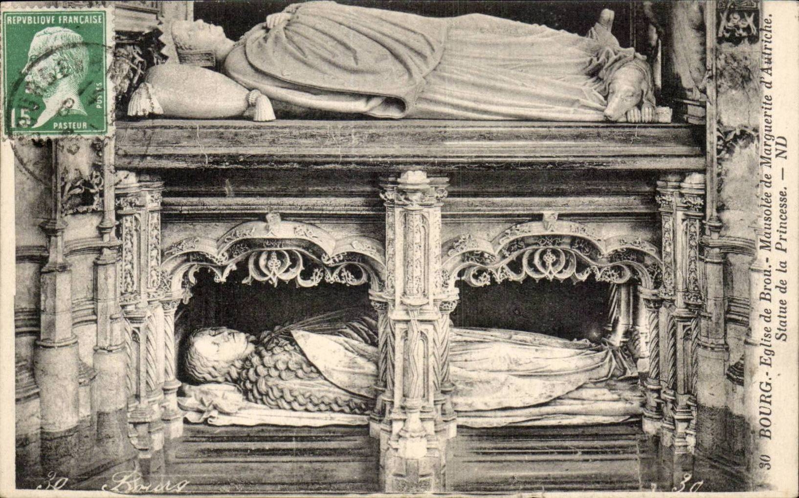 Mausolée de Marguerite d'Astriche — Église de Bourg — Statue de la Princesse — Éditeur : Bourg