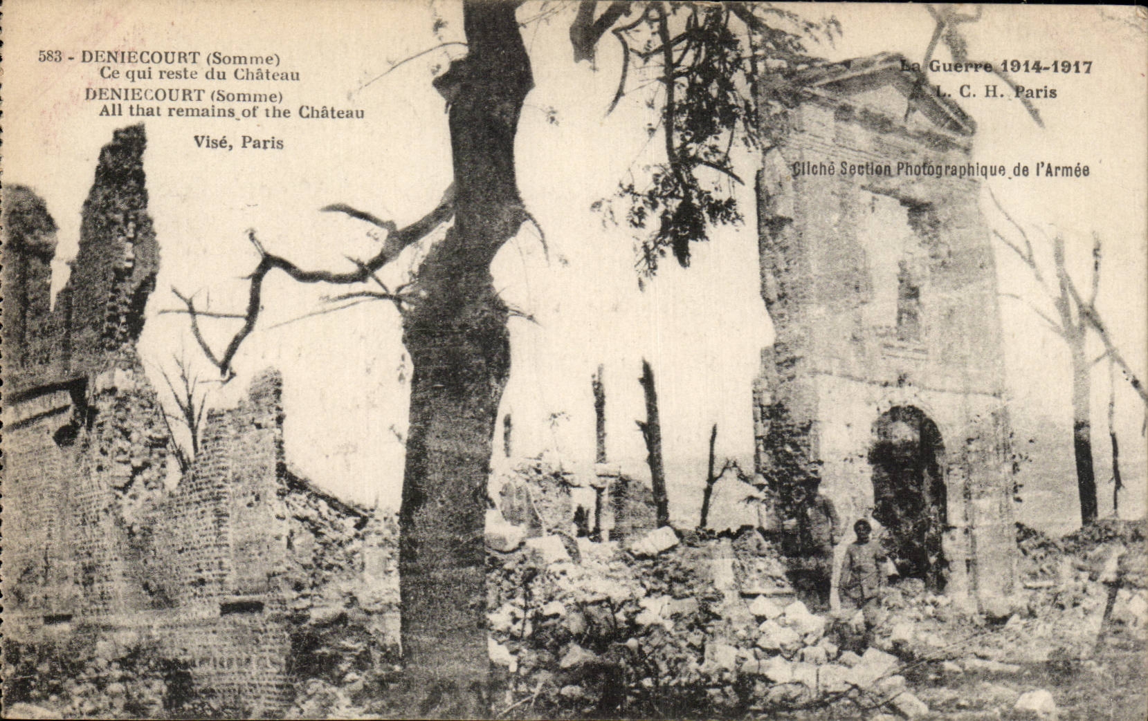 Deniecourt (Somme) — Ruines du château après la guerre — L.C.H. Paris, n°583
