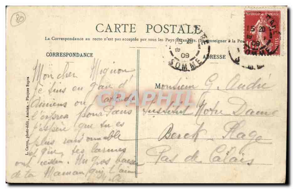 CPA Amiens Cathedrale Enfant pleureur Ange angel — Rückseite