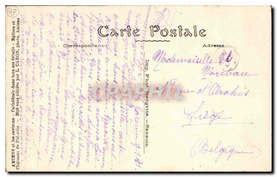 CPA Amiens La cathedrale a vol d'oiseau — Rückseite