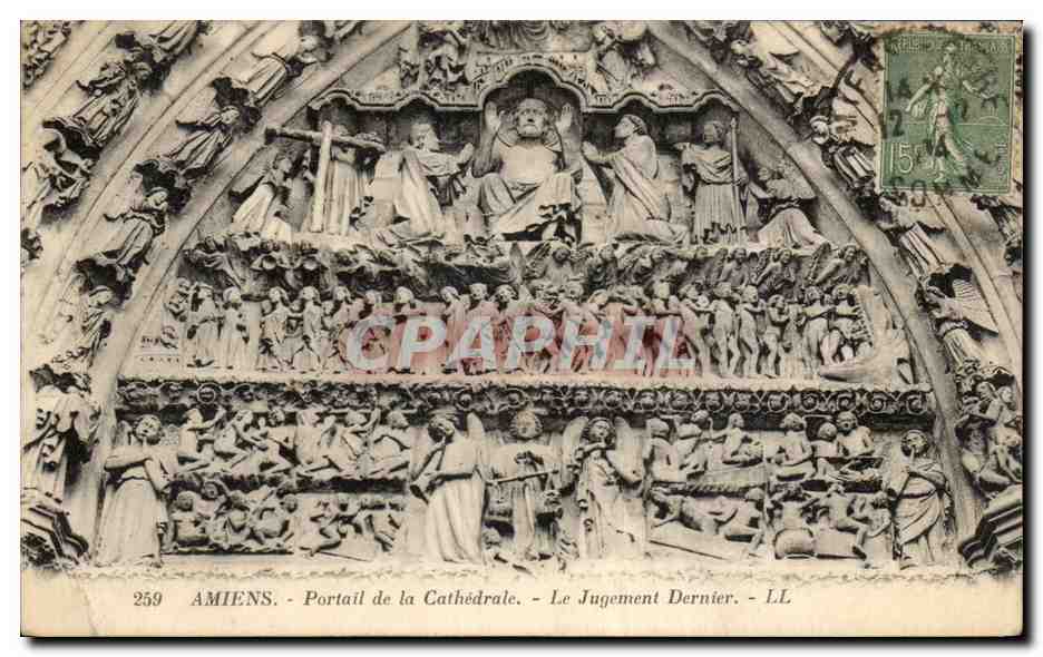 CPA Amiens La cathedrale Portail le Jugement dernier