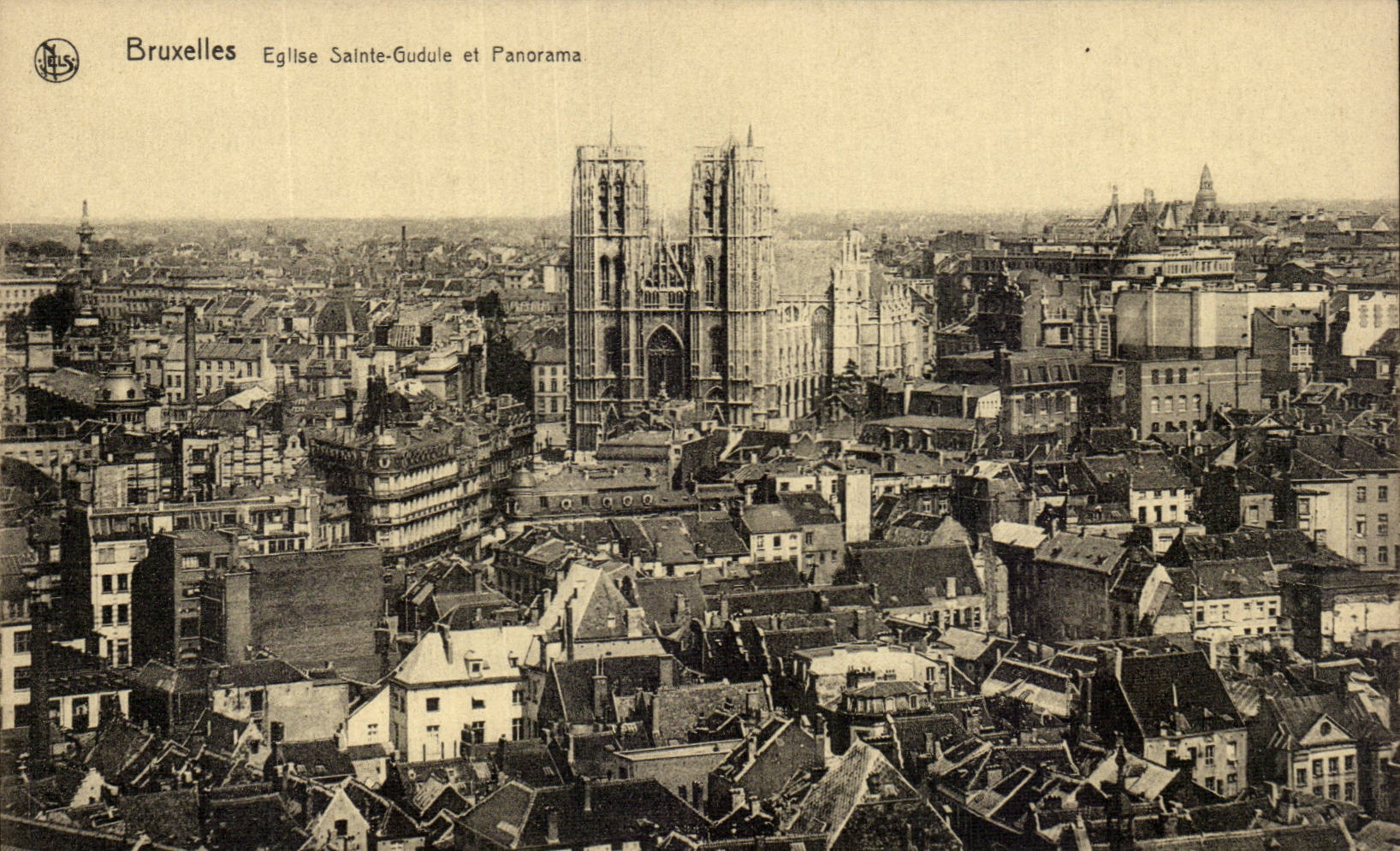 CPA Bruxelles Eglise Sainte Gudule et panorama