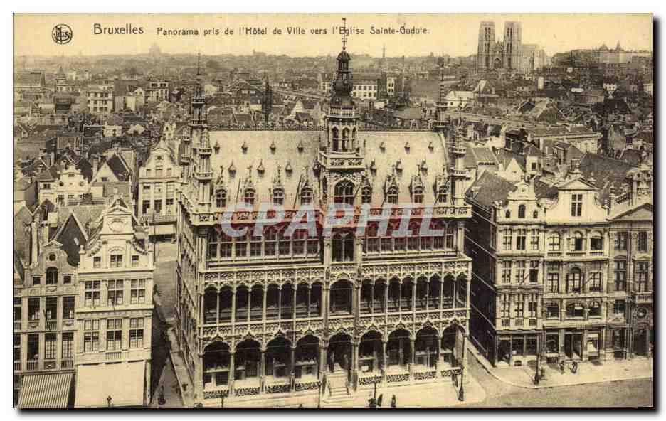 CPA Bruxelles Panorama pris de l'hotel de ville vers l'eglise Sainte Gudule