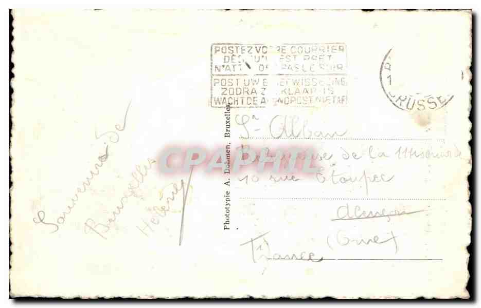 CPA Bruxelles Colonne du Congres Tombeau du soldat inconnu belge  — Rückseite