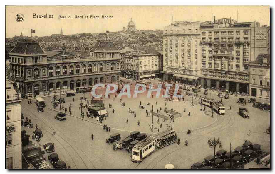CPA Bruxelles Gare du nord et Place Roglier