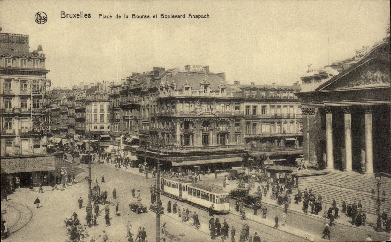 CPA Bruxelles Place de la Bourse et boulevard Anspach