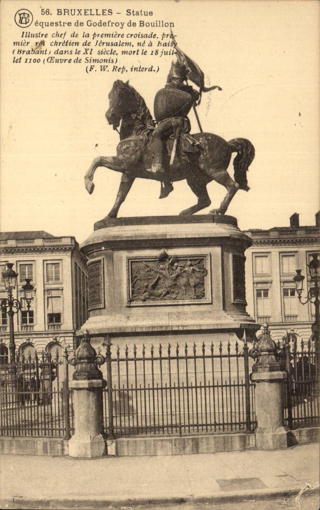 CPA Bruxelles Statue equestre de Godefroy de Bouillon