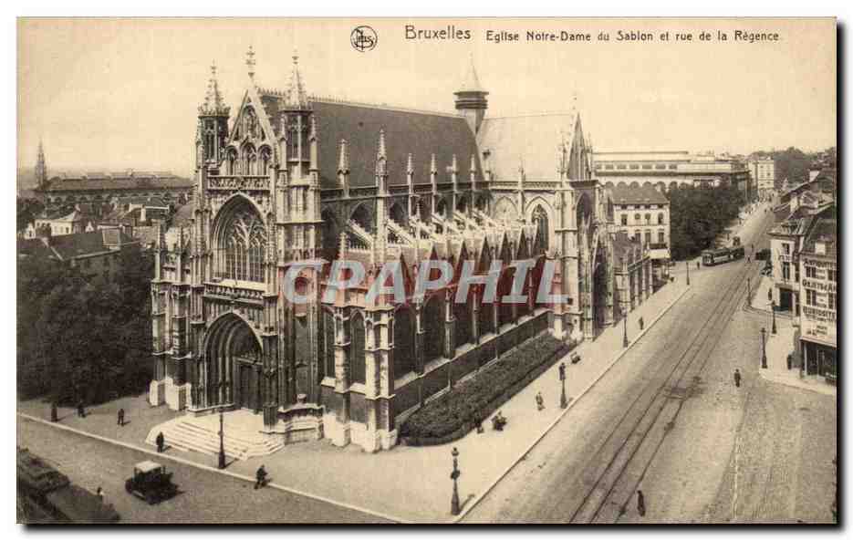 Bruxelles CPA Eglise Notre DAme du Sablon et rue d ela Regence