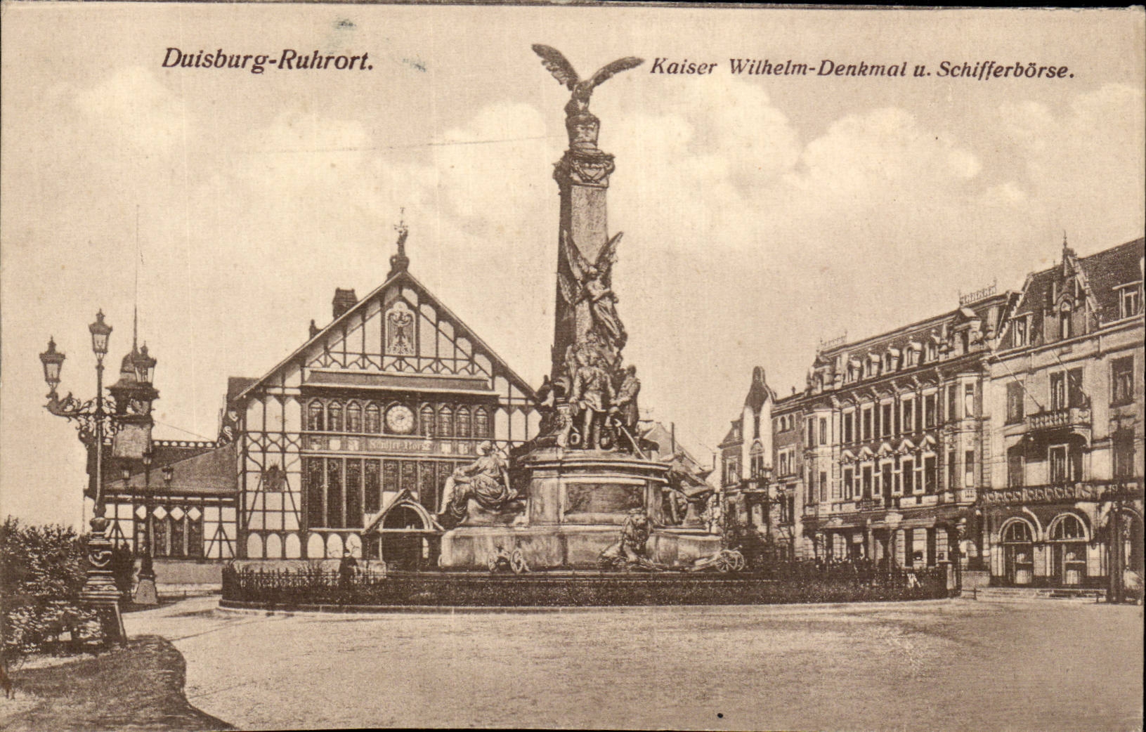Duisburg Ruhrort CPA Kaiser Wilhelm Dnekmal Schifferborse