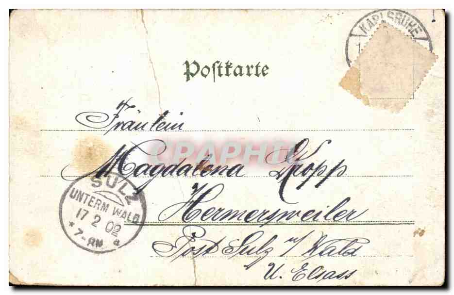 CPA Krieger Denkmal Karlsruhe — Rückseite