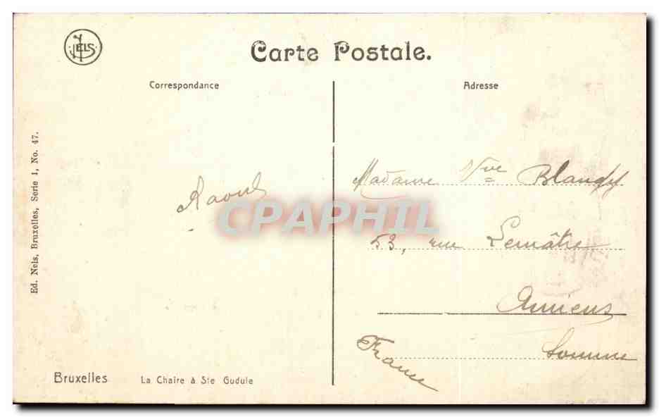 CPA Bruxelles La chaire de Ste Gudule — Rückseite
